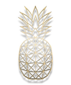 Holz-Wanddeko Ananas im Low-Poly-Stil auf weißem Hintergrund, geometrisches Design, 18 × 38 cm, stilvolles Wandobjekt aus Holz für Wohnzimmer oder Küche