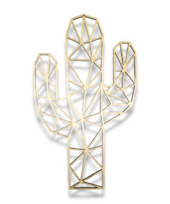 Holz-Wanddeko Kaktus im Low-Poly-Stil auf weißem Hintergrund, geometrisches Design, 22 × 38 cm, stilvolle Wanddekoration für moderne Wohnräume