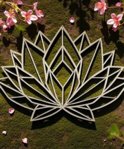 Holzdeko „Lotusblume“ – Wandbild oder Aufsteller im Low-Poly-Stil