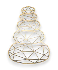 Holz-Wanddeko Zen-Steine im Low-Poly-Stil, 28×38 cm, lasergeschnitten aus Pappelholz mit dunklen Schnittkanten